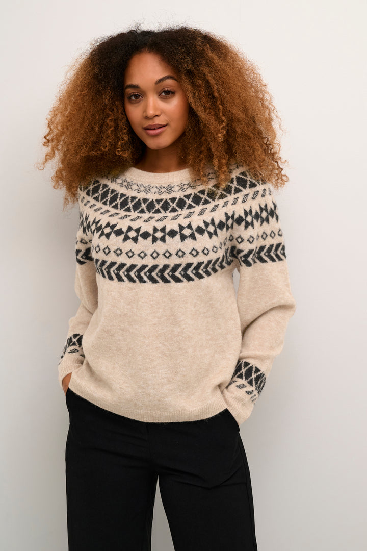 CREAM CRCherrie Knit Pullover Ancient  Scroll Jaquard