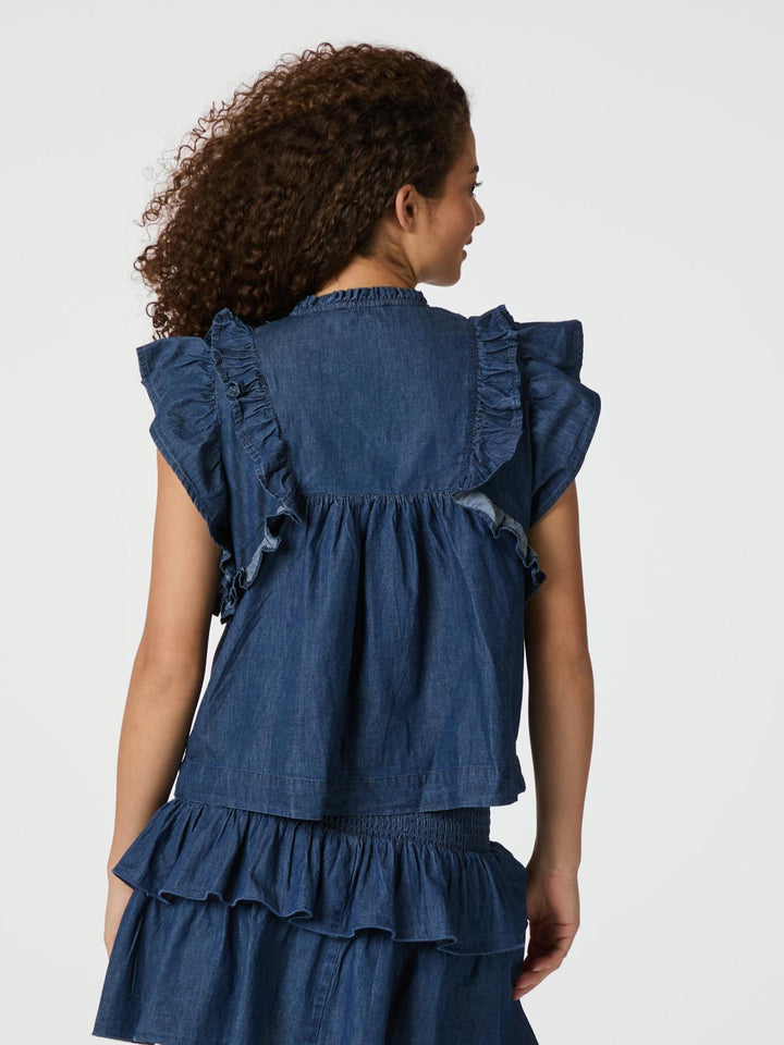 NEO NOIR Jayla Denim Top Denim Blue