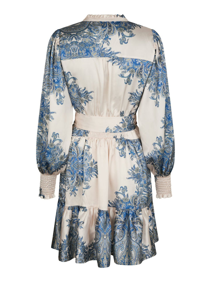 NEO NOIR Malfida Paisley Border Dress Ash Blue