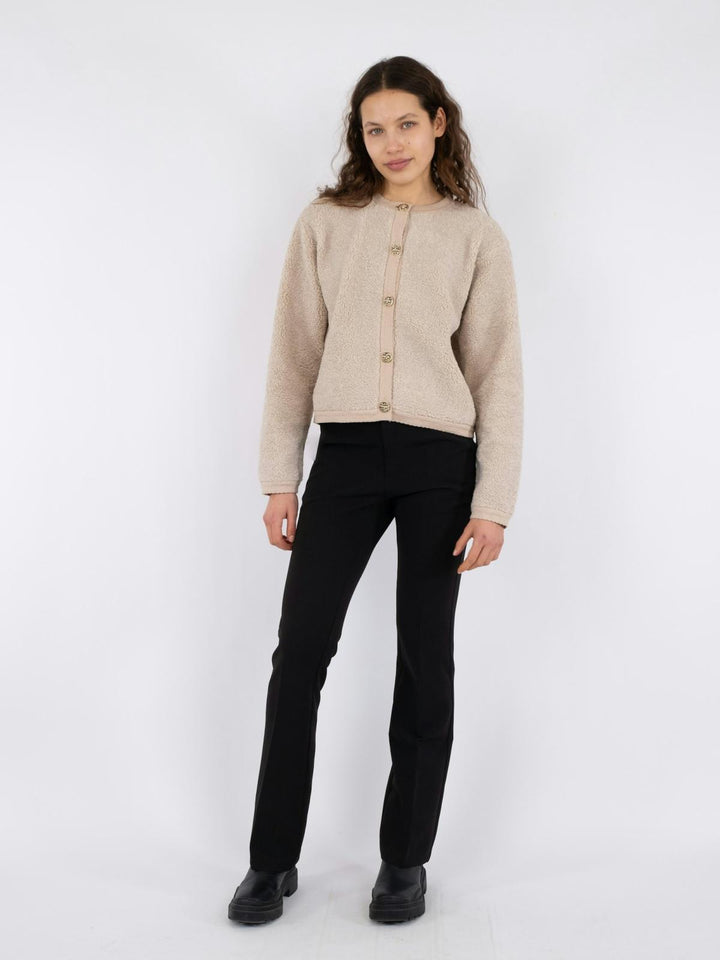 NEO NOIR Limo Fluffy Knit Cardigan Sand