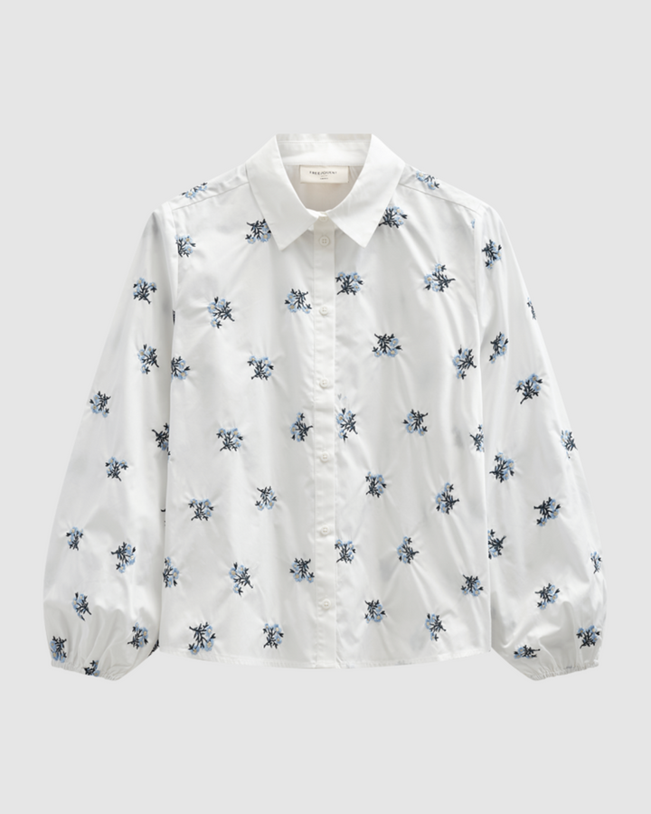 FREEQUENT FQLeila-Blouse Star Off-White w. Vista Blue
