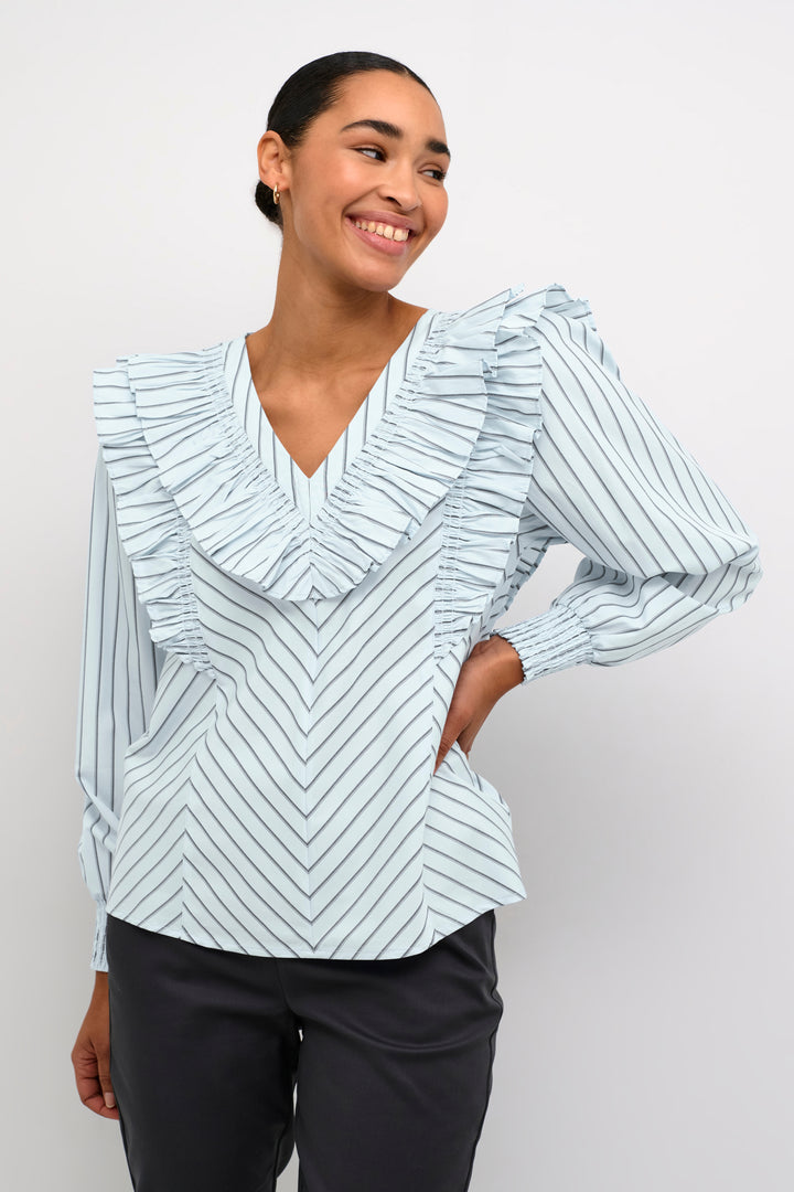 KAFFE KAjerrie Blouse Celestial Blue/Dark Strip