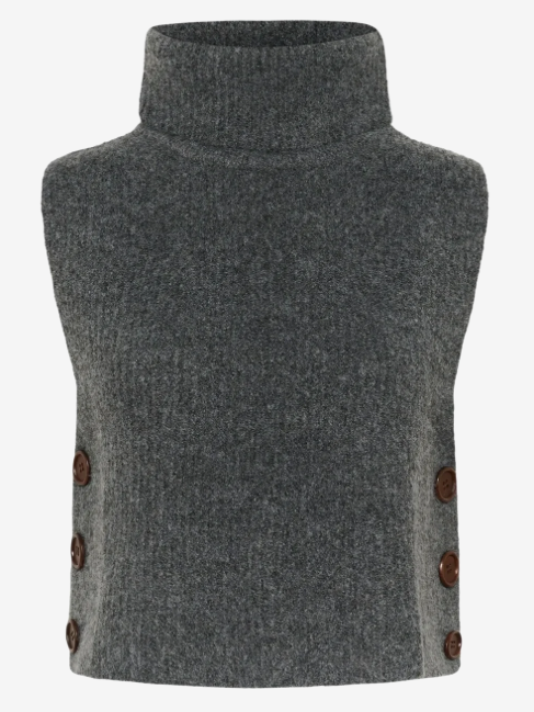 CREAM CRStarfi Short Knit Slipover Granite Gray Melange