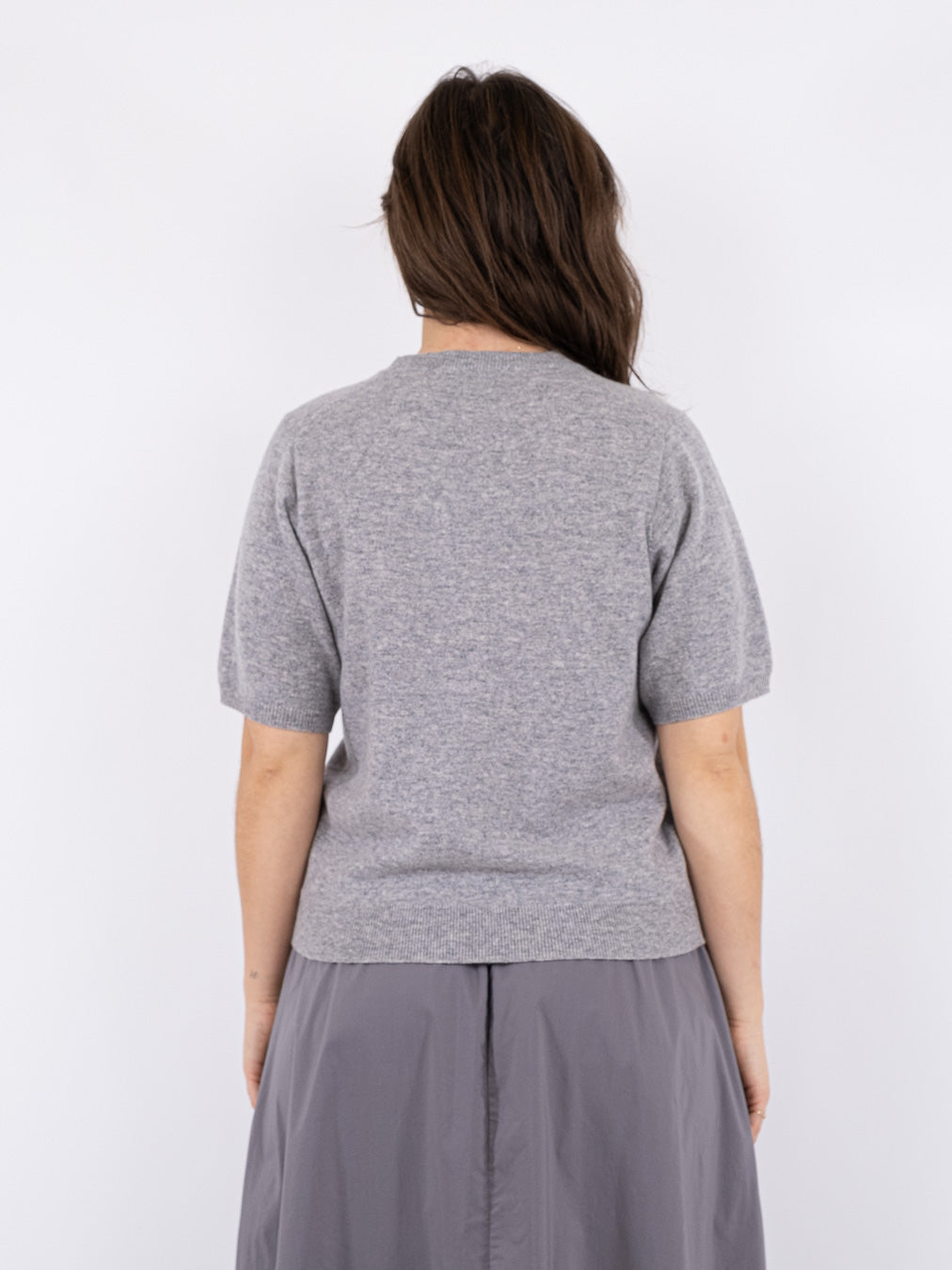 NEO NOIR Missy Knit Tee Light Grey Melange