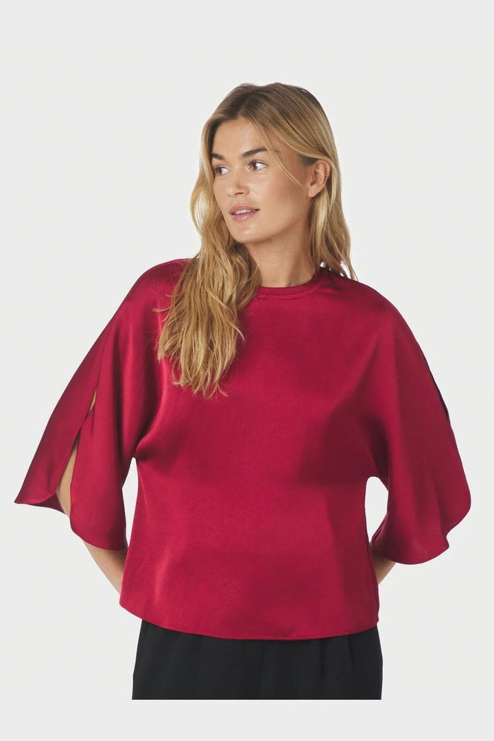 NEO NOIR Liora Heavy Sateen Blouse Dark Red