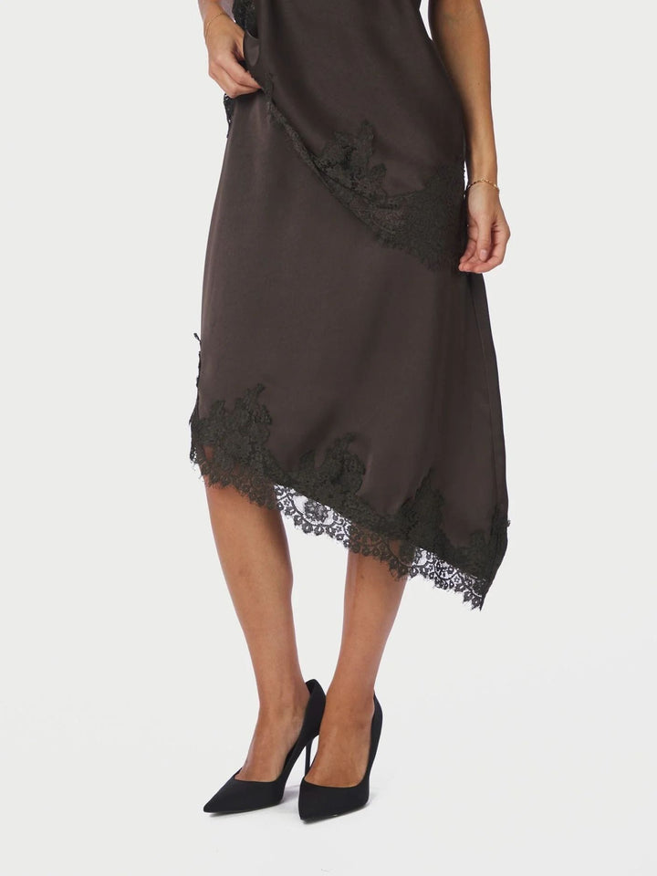 NEO NOIR Fiora Lace Skirt Dark Brown