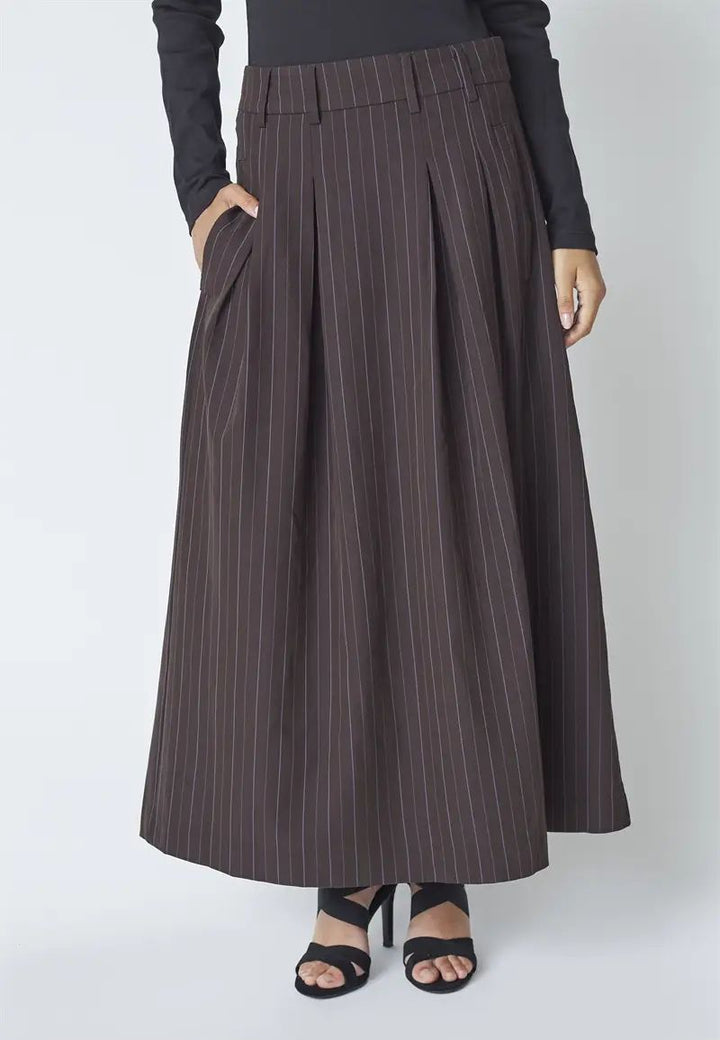 CO´COUTURE AnyaCC Trinny Pleat Skirt Dark Brown