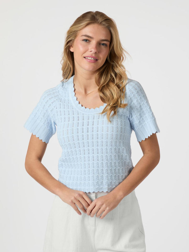 NEO NOIR Meiko Solid Knit Blouse Light Blue