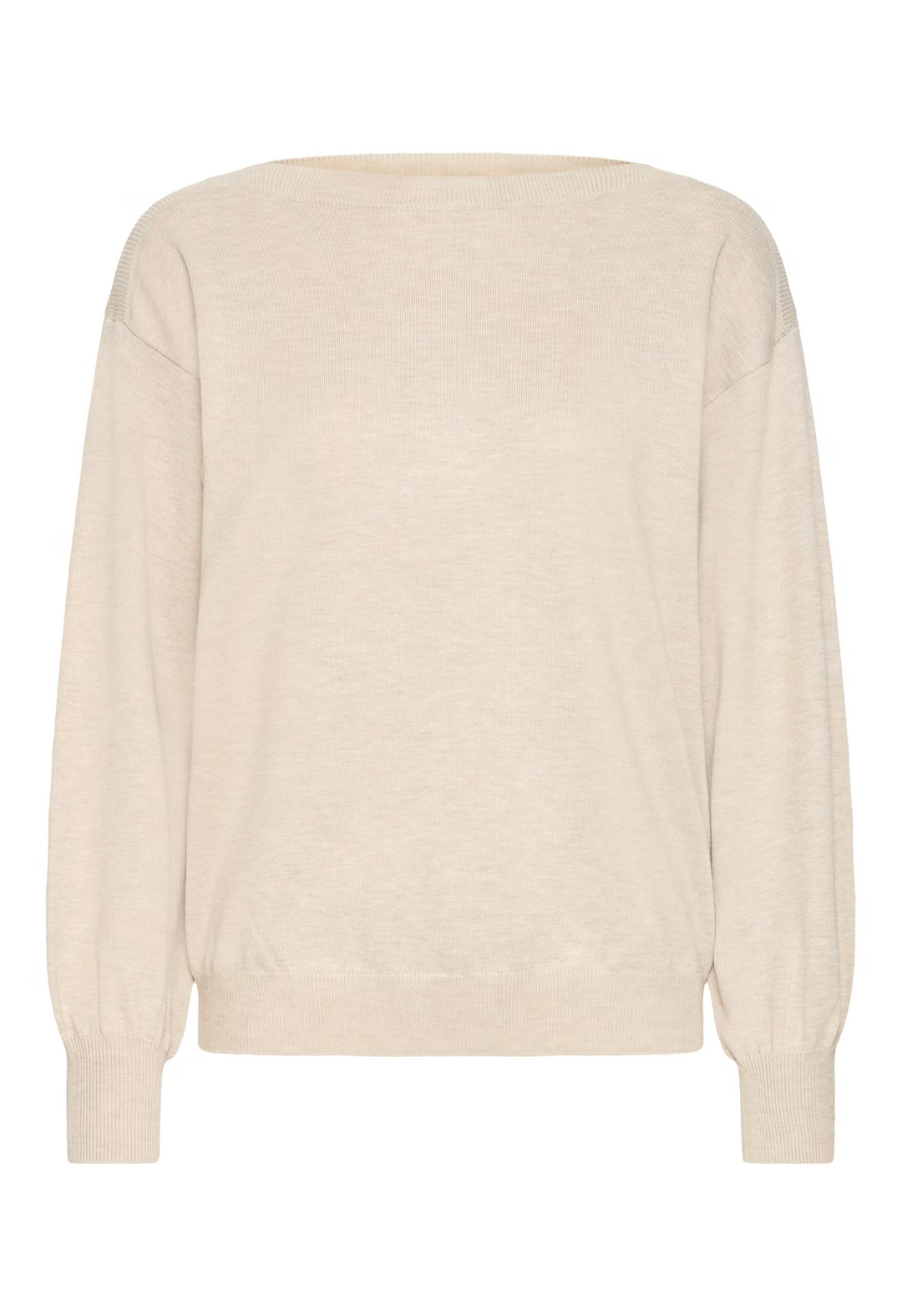 ICHI IHLULS BOAT NECK LS OATMEAL MELANGE