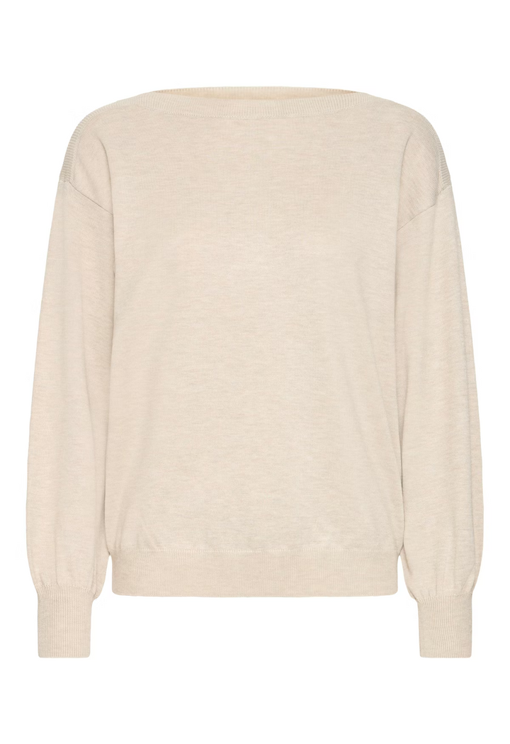 ICHI IHLULS BOAT NECK LS OATMEAL MELANGE