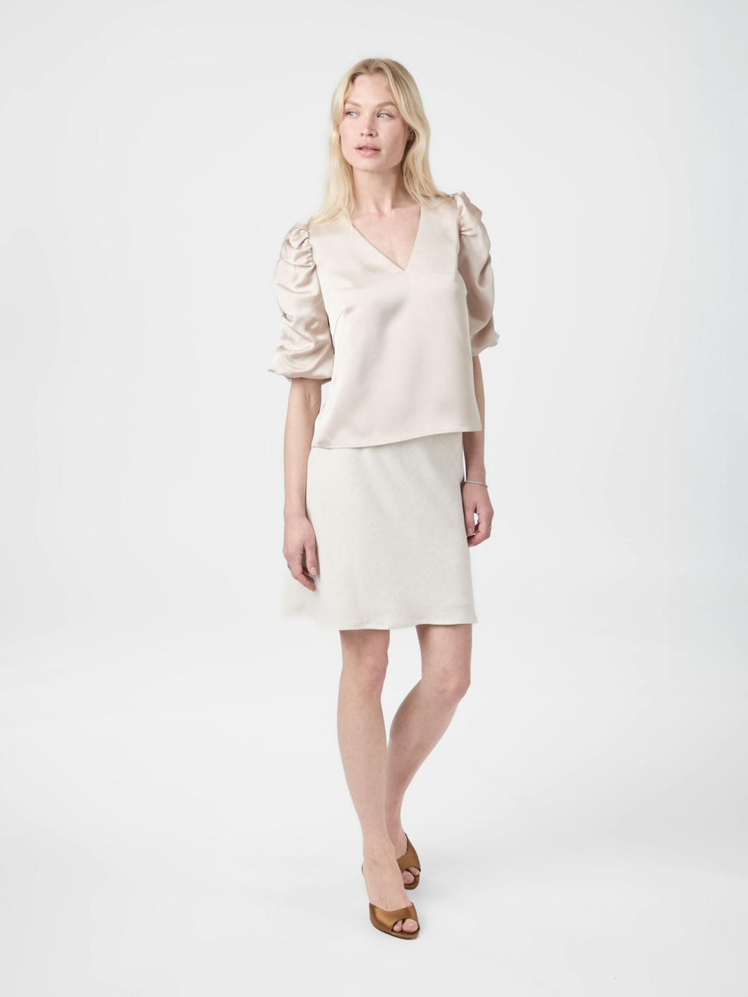 NEO NOIR Elba Heavy Sateen Blouse Champagne