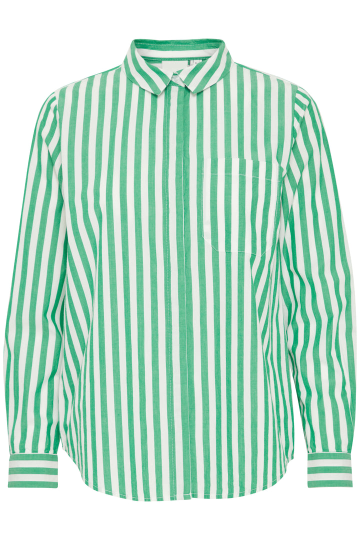 ICHI IXasilo Striped Shirt Jolly Green