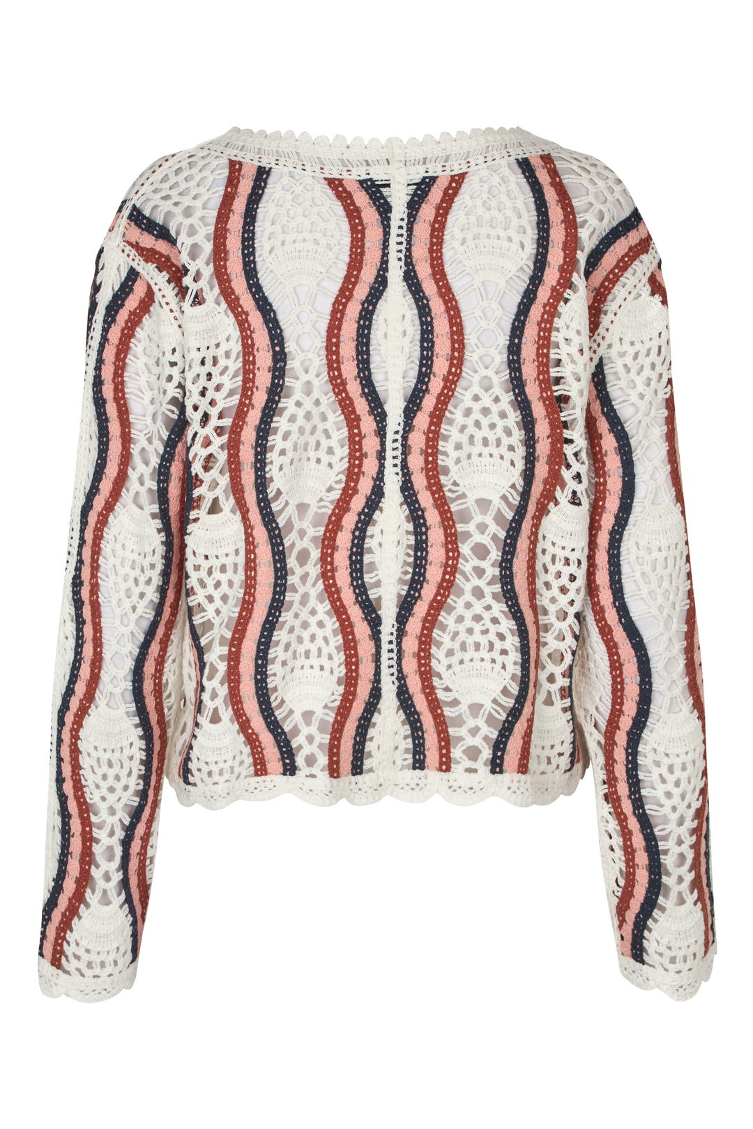 A-VIEW California Crochet Blouse White/Peach/Navy