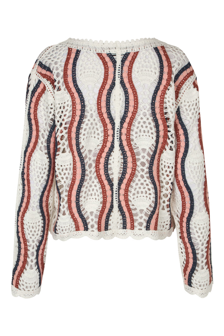 A-VIEW California Crochet Blouse White/Peach/Navy