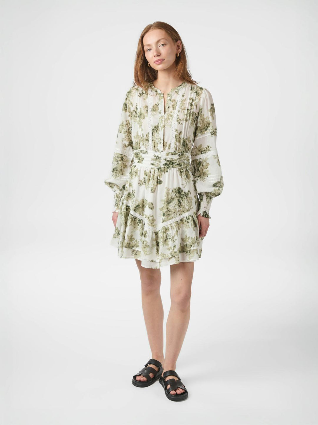 NEO NOIR Roberta Flower Flow Dress Sage Green