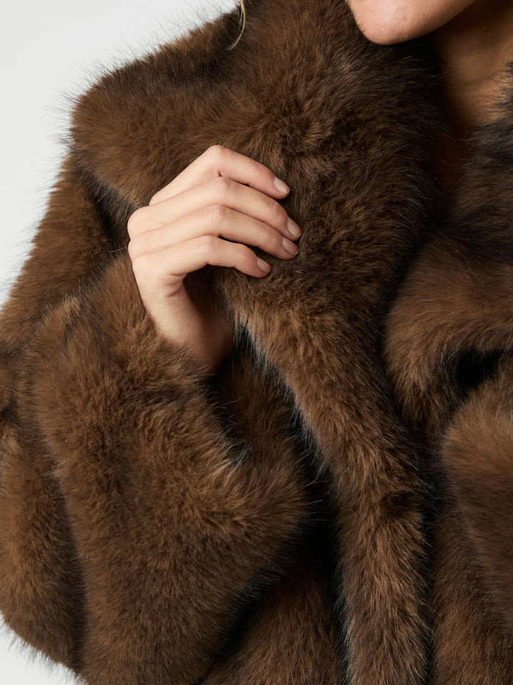 NEO NOIR Stephanie Faux Fur Jacket Brown