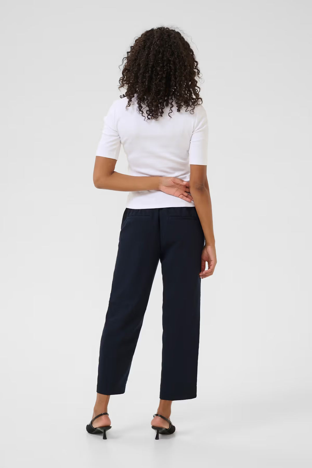 KAFFE KAsakura HW Cropped Pants Midnight Marine