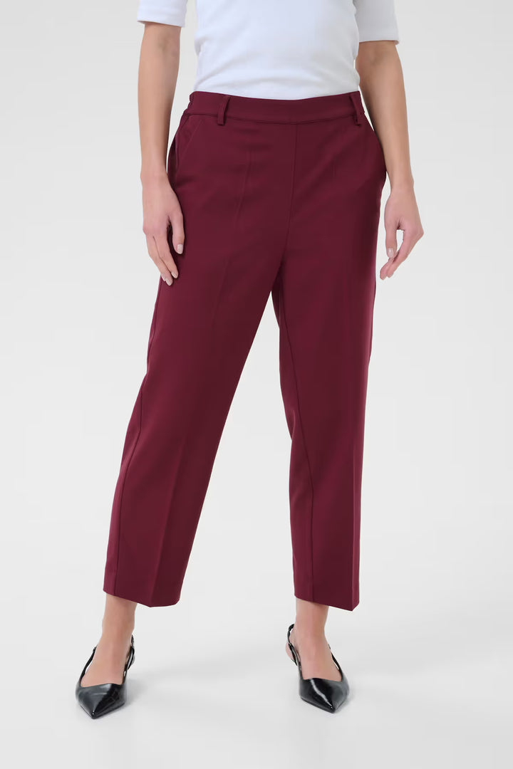 KAFFE KAsakura HW Cropped Pants Windsor Wine