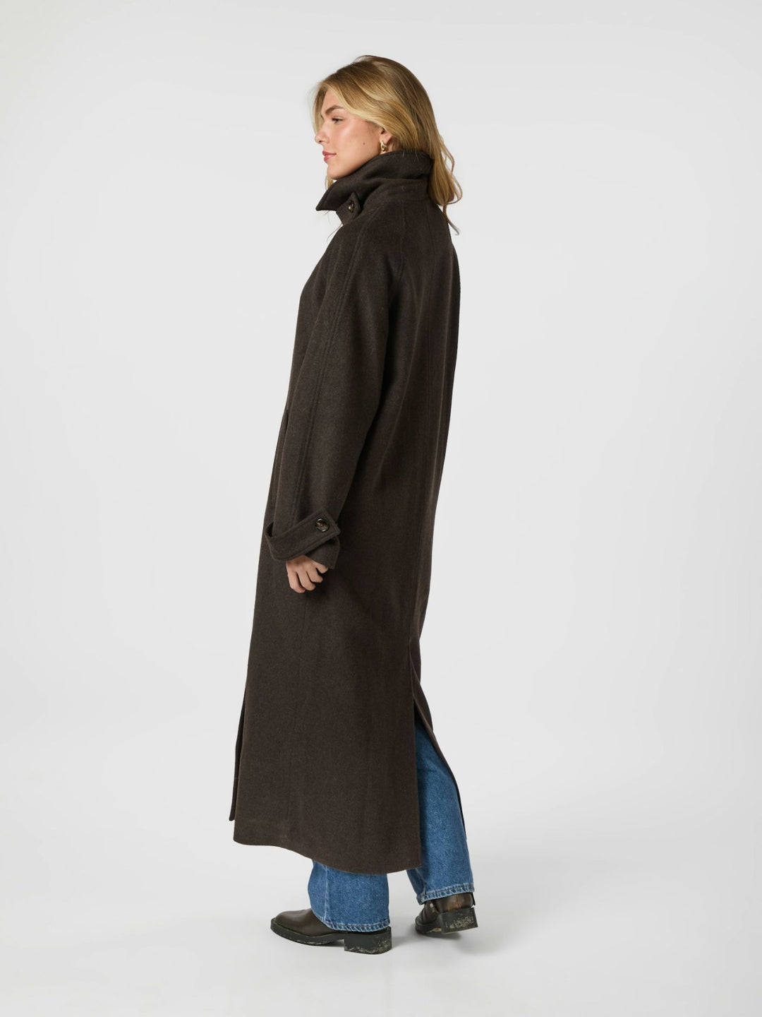 NEO NOIR Keaton Wool Coat Chocolate Brown