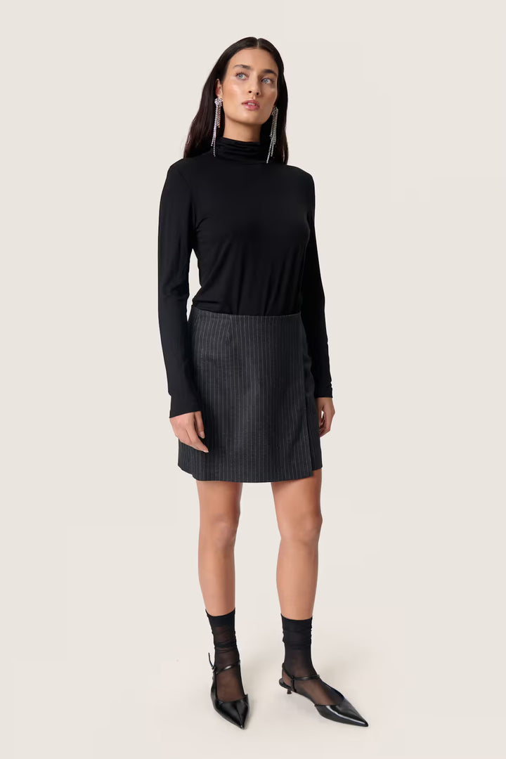 SOAKED IN LUXURY SLMalodi Mini Skirt Grey Melange Pinstripe