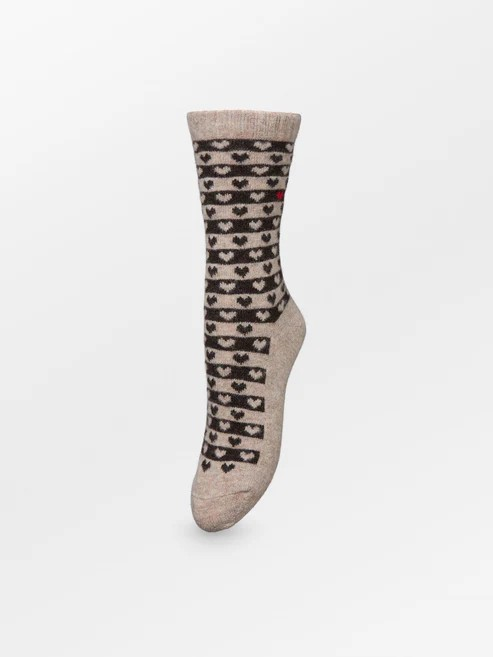 BECKSÖNDERGAARD Heart Wola Sock Soft Beige