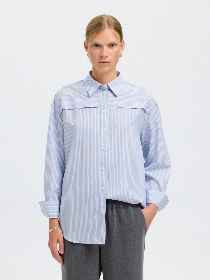 SELECTED Allison Oversize LS Shirt B Cashmere Blue Stripe