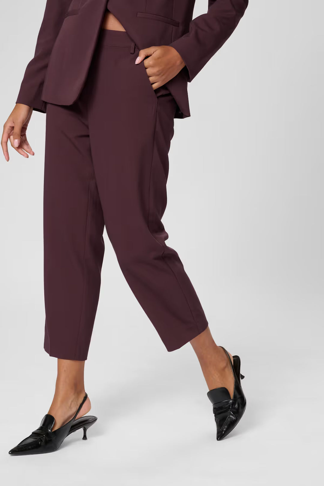 KAFFE KAsakura HW Cropped Pants Fudge