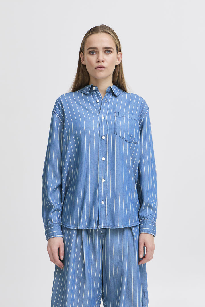 ICHI IHbeccos SH Blue Pinstripe