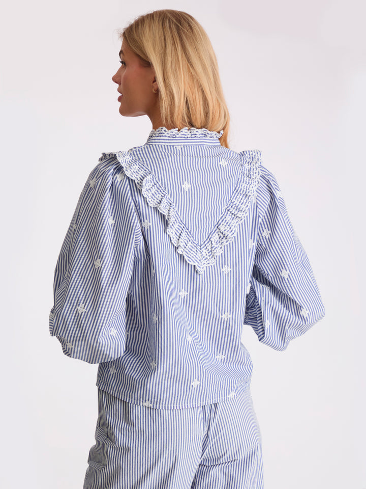 NEO NOIR Degas Stripe Blouse Blue