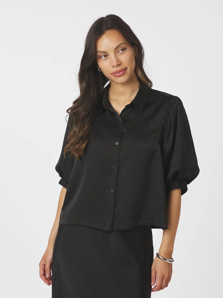 NEO NOIR Etta Heavy Sateen Shirt Black