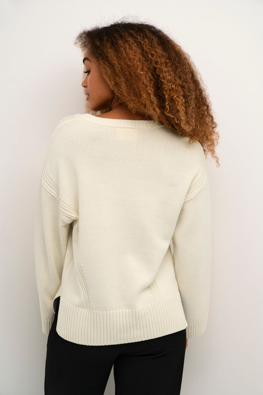 CREAM CRSoffie V-Neck Knit Pullover Eggnog