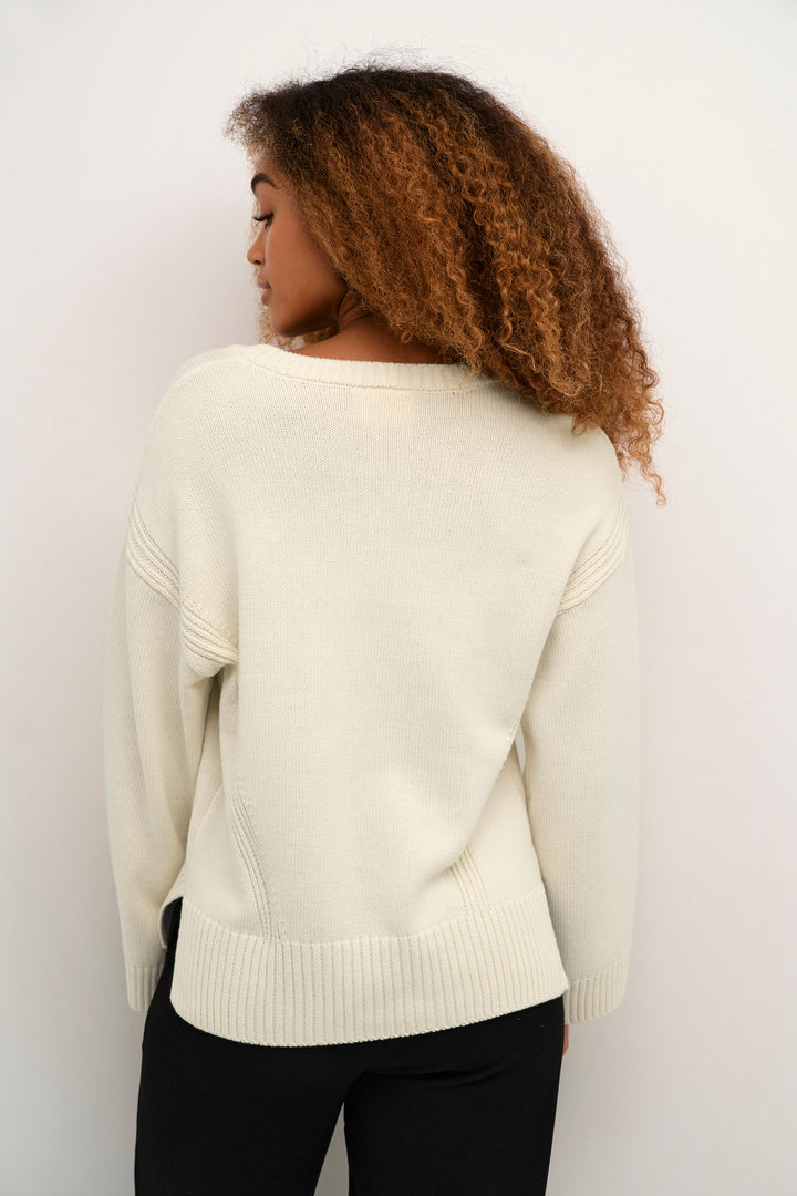 CREAM CRSoffie V-Neck Knit Pullover Eggnog