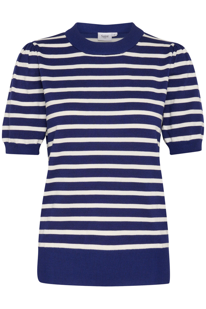 SAINT TROPEZ MilaSZ SS Striped Pullover Midnight Sail