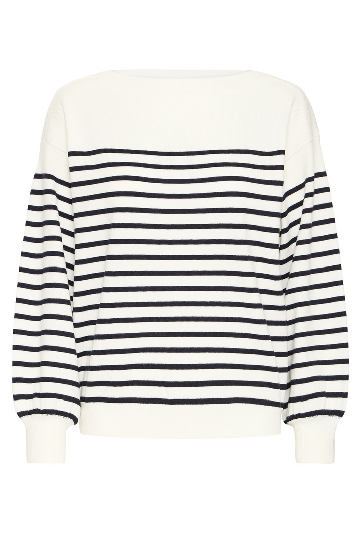 ICHI IHluls Boat Neck LS Solid+White Te Stripe