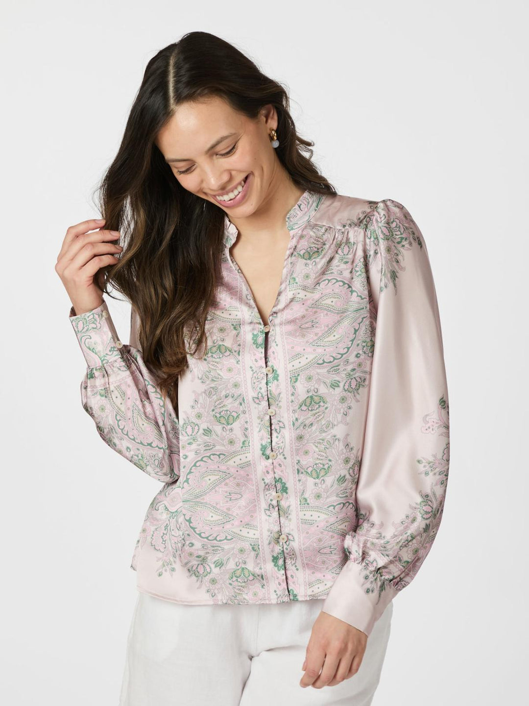 NEO NOIR Massima Paisley Border Blouse Rose