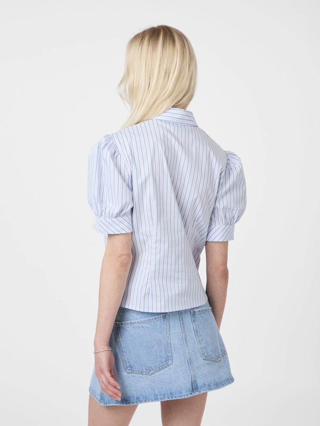 NEO NOIR Frannie Stripe Shirt White/Light Blue