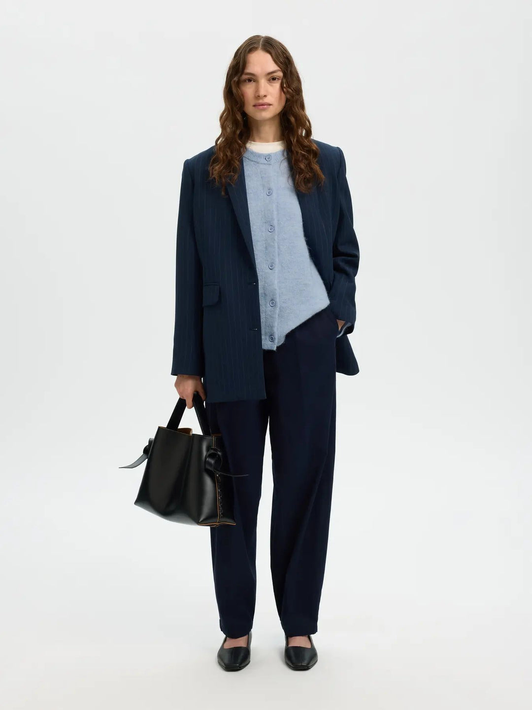 SELECTED Lulu New LS Knit Cardigan Noos Cashmere  Blue/Melange