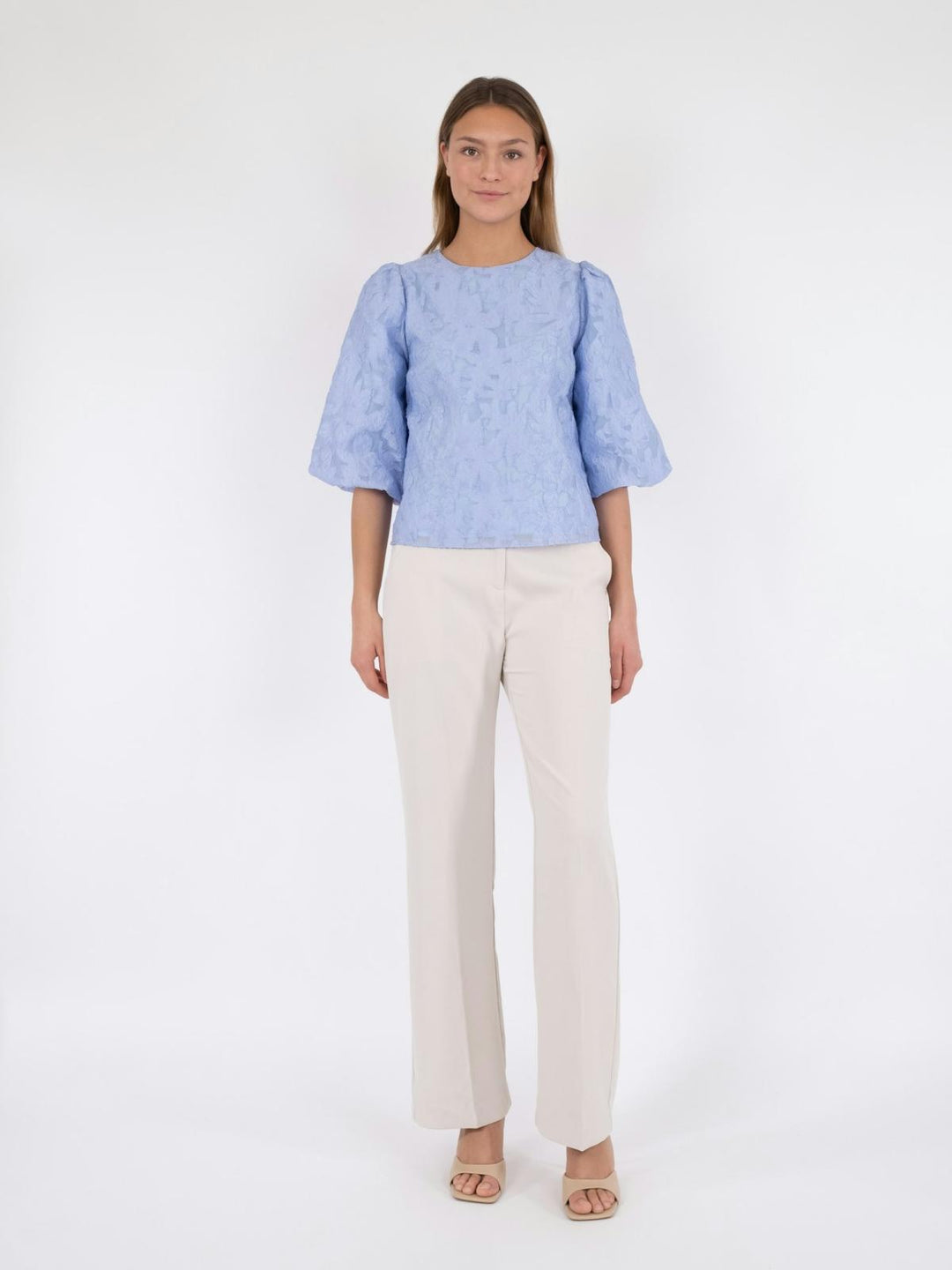 NEO NOIR Lorraine Brocade Blouse Sky Blue