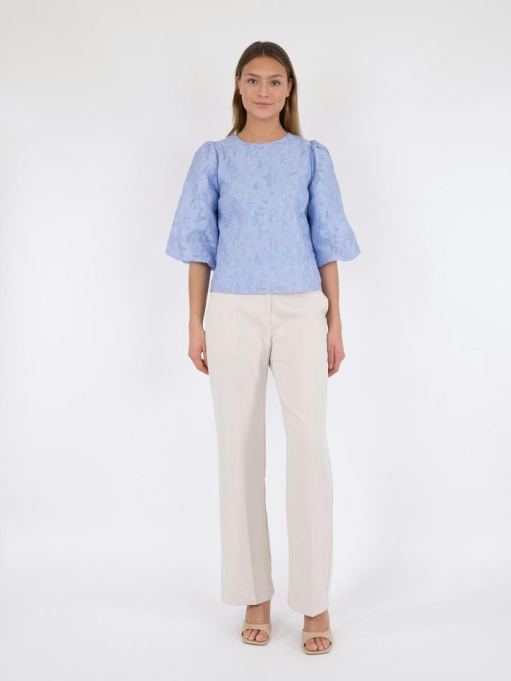 NEO NOIR Lorraine Brocade Blouse Sky Blue