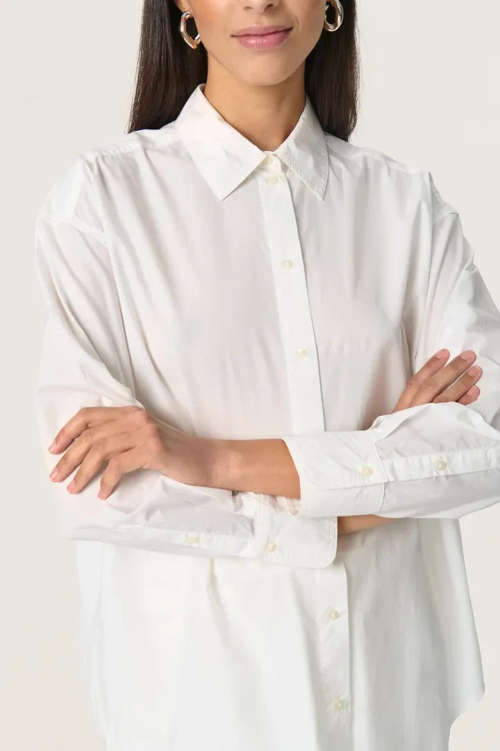 SOAKED IN LUXURY SLJoa Jani Poplin Shirt LS Broken White