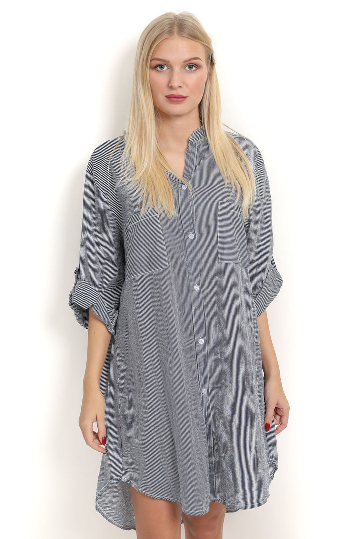 COPENHAGEN LUXE Bestseller Long Shirt Navy Stripes