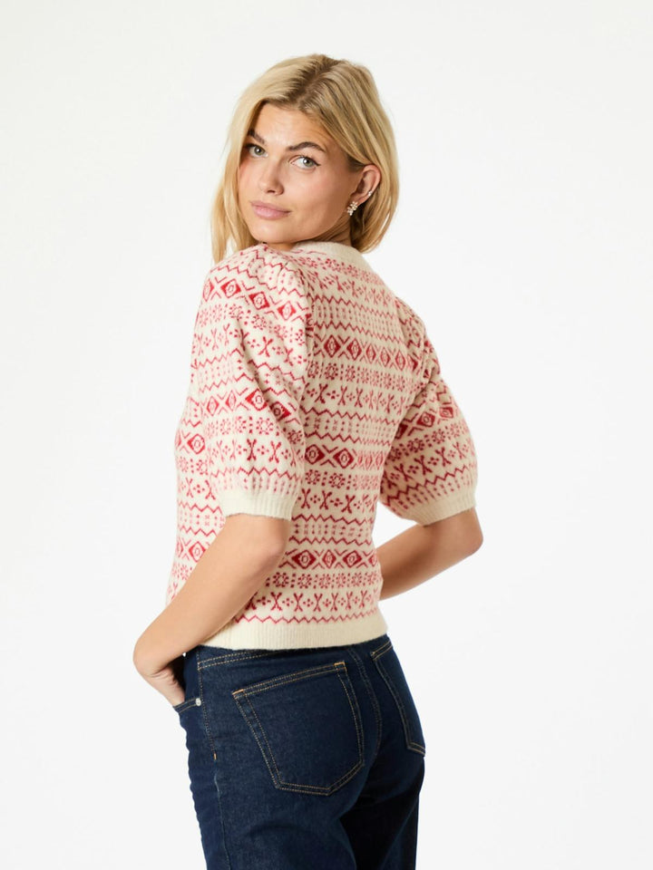 NEO NOIR Abi Vintage Knit Blouse Red