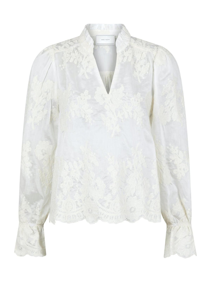 NEO NOIR Amara Big Embroidery Blouse Off White