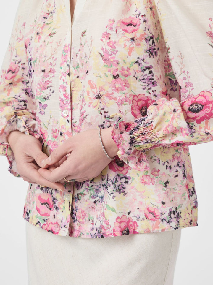 NEO NOIR Calloma Flower Print Blouse Ivory
