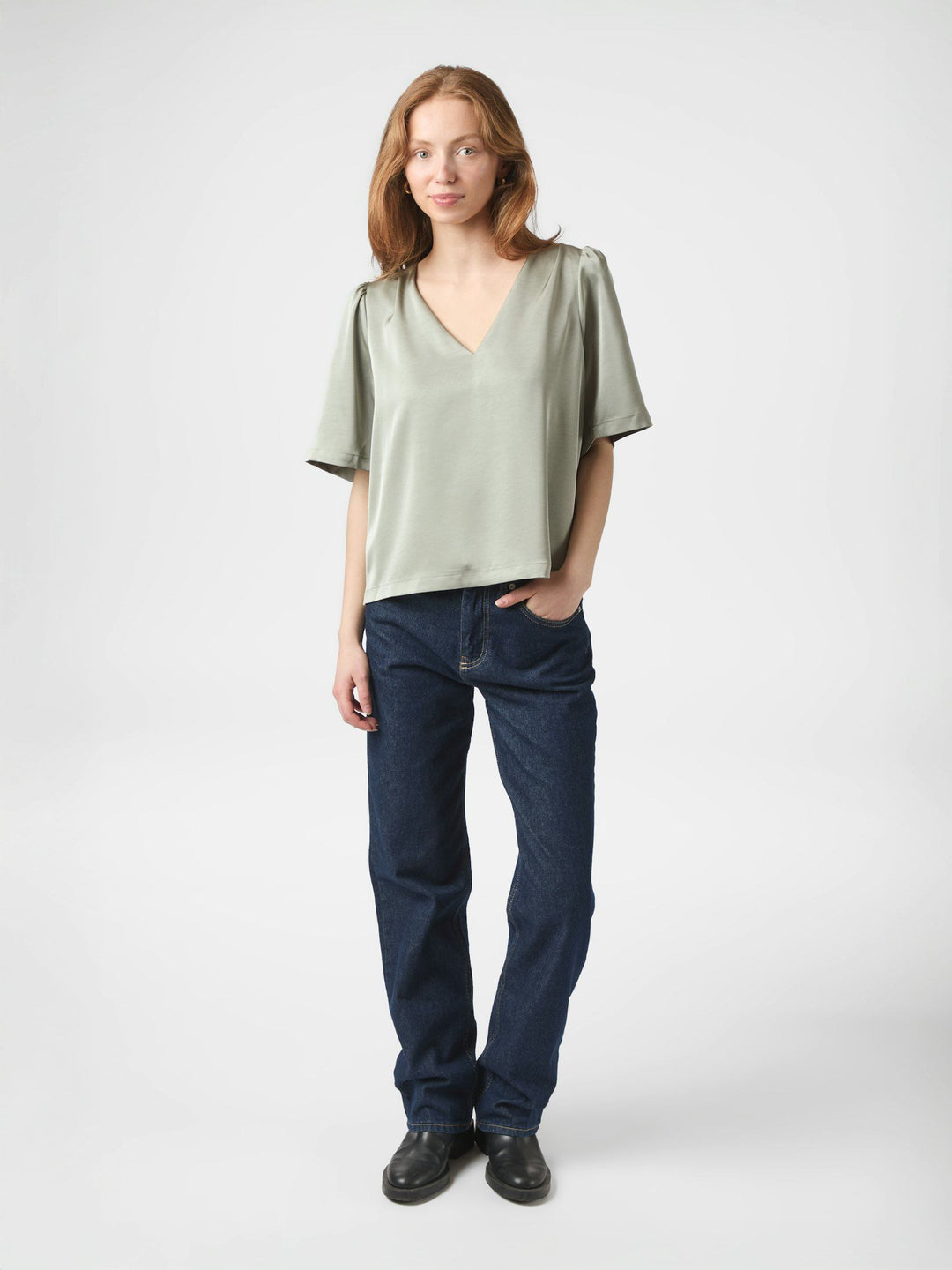 NEO NOIR Largo Heavy Saten Blouse Smoke Green