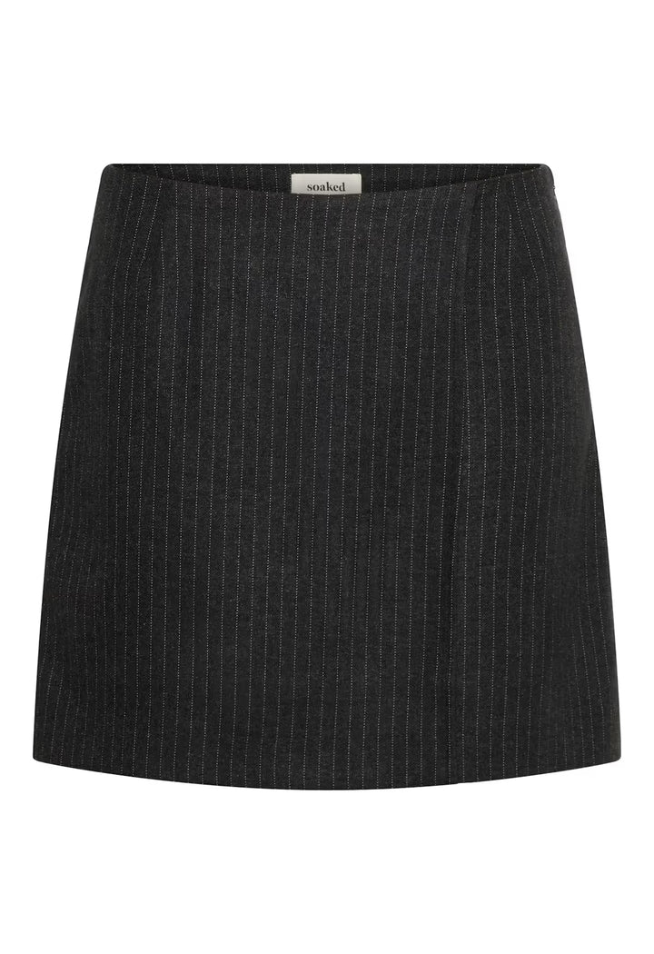 SOAKED IN LUXURY SLMalodi Mini Skirt Grey Melange Pinstripe
