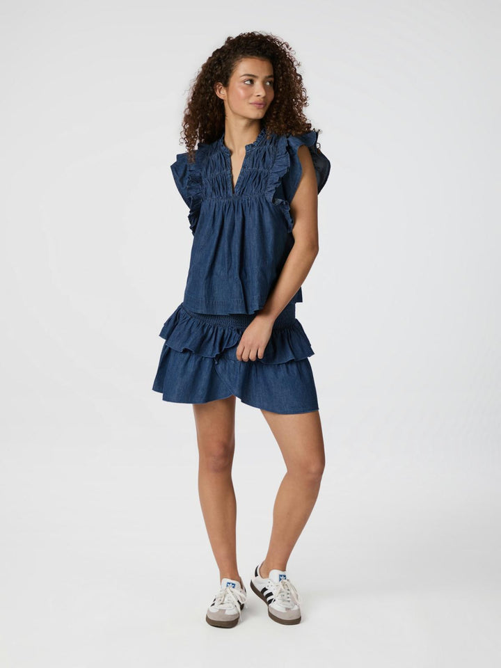 NEO NOIR Jayla Denim Top Denim Blue