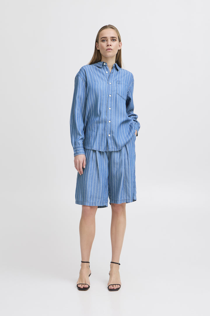 ICHI IHbeccos SH Blue Pinstripe
