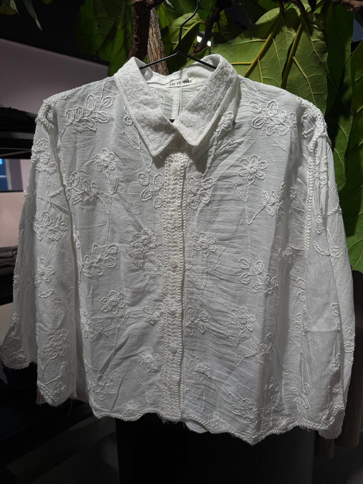 COPENHAGEN LUXE Delicate Embroidered Blouse White