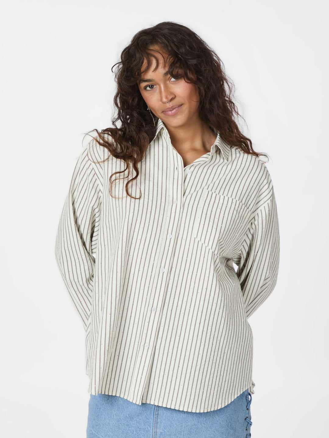 NEO NOIR Dalma Crepe Stone Shirt Brown